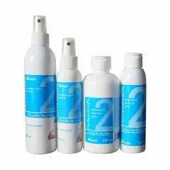 Cuatro envases de solución acuosa de clorhexidina al 2% para piel sana, ideal para mucosas.