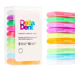 Caja de cera dental para muela rota, con 10 estuches de colores variados.