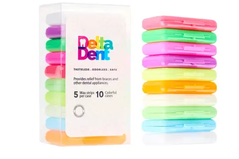 Caja de cera dental para muela rota, con 10 estuches de colores variados.