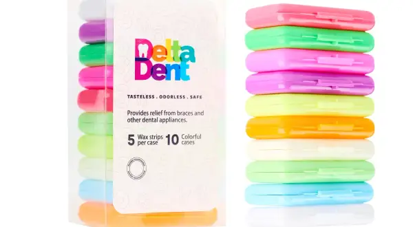 Caja de cera dental para muela rota, con 10 estuches de colores variados.