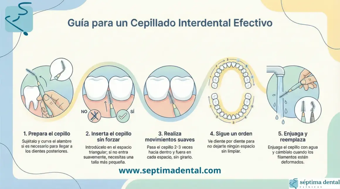 Guía para un cepillado interdental efectivo: cómo usar el cepillo interdental antes o después del cepillado.