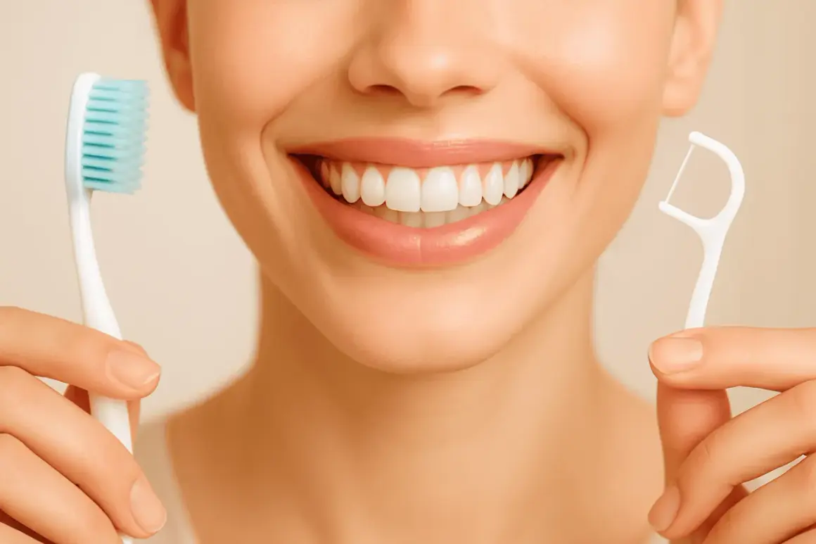 Sonrisa radiante con cepillo y hilo dental. Descubre curiosidades del flúor para una salud bucal perfecta.
