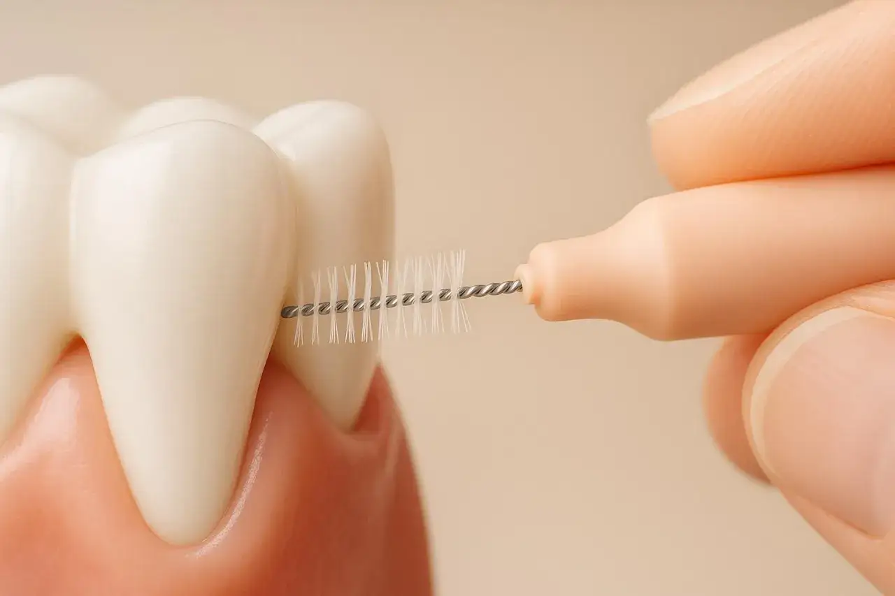 Un cepillo interdental se usa entre los dientes, ya sea antes o despu&eacute;s del cepillado, para una limpieza profunda.